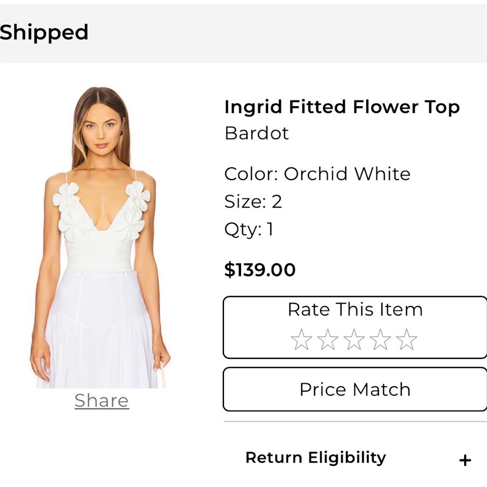 Bardot Orchid White Strapless Floral Appliqué Top